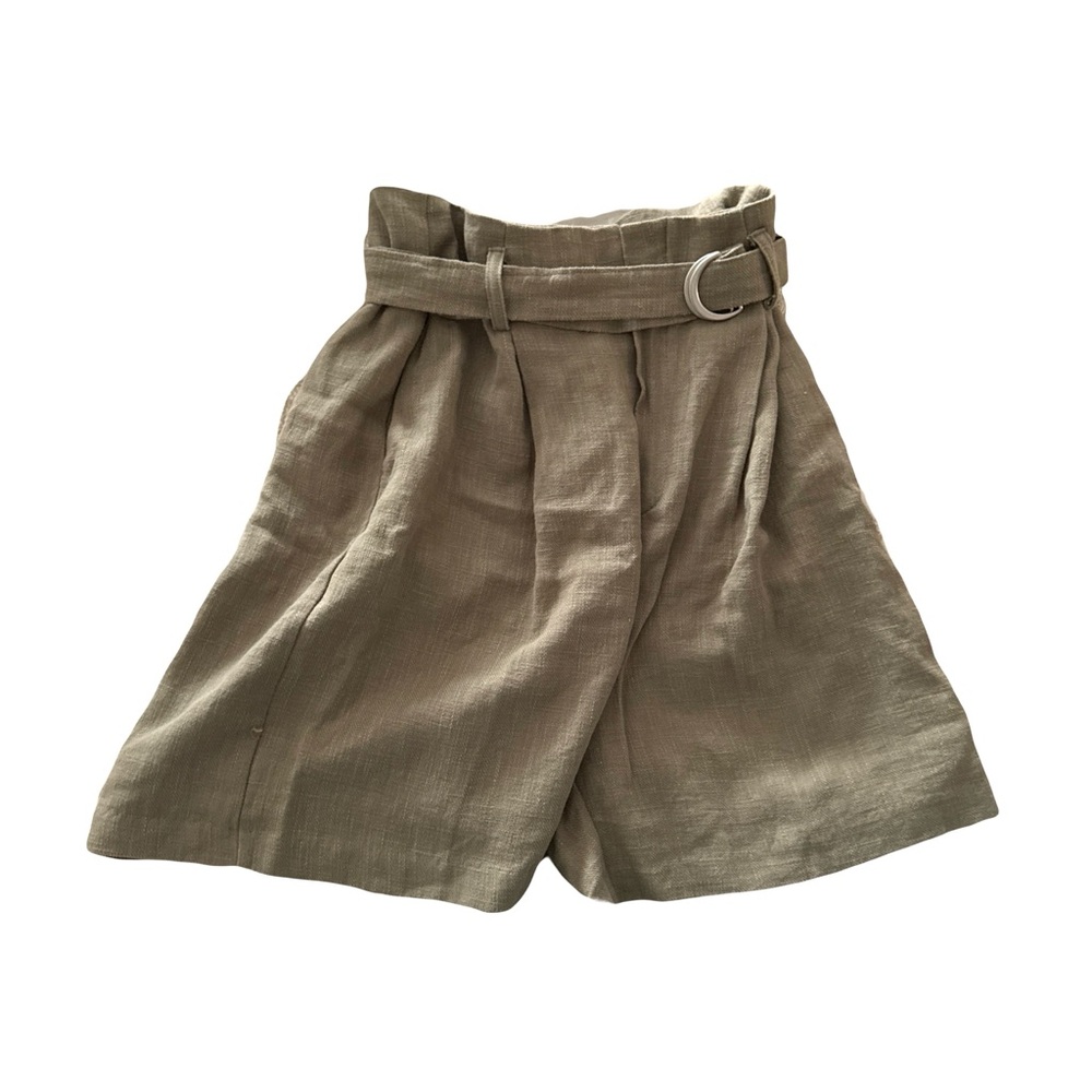 Olive Chic High Waist Linen Shorts